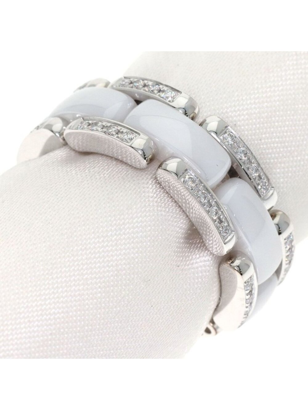 Chanel Ultra Diamond White Ceramic 53 Ring 18K Gold